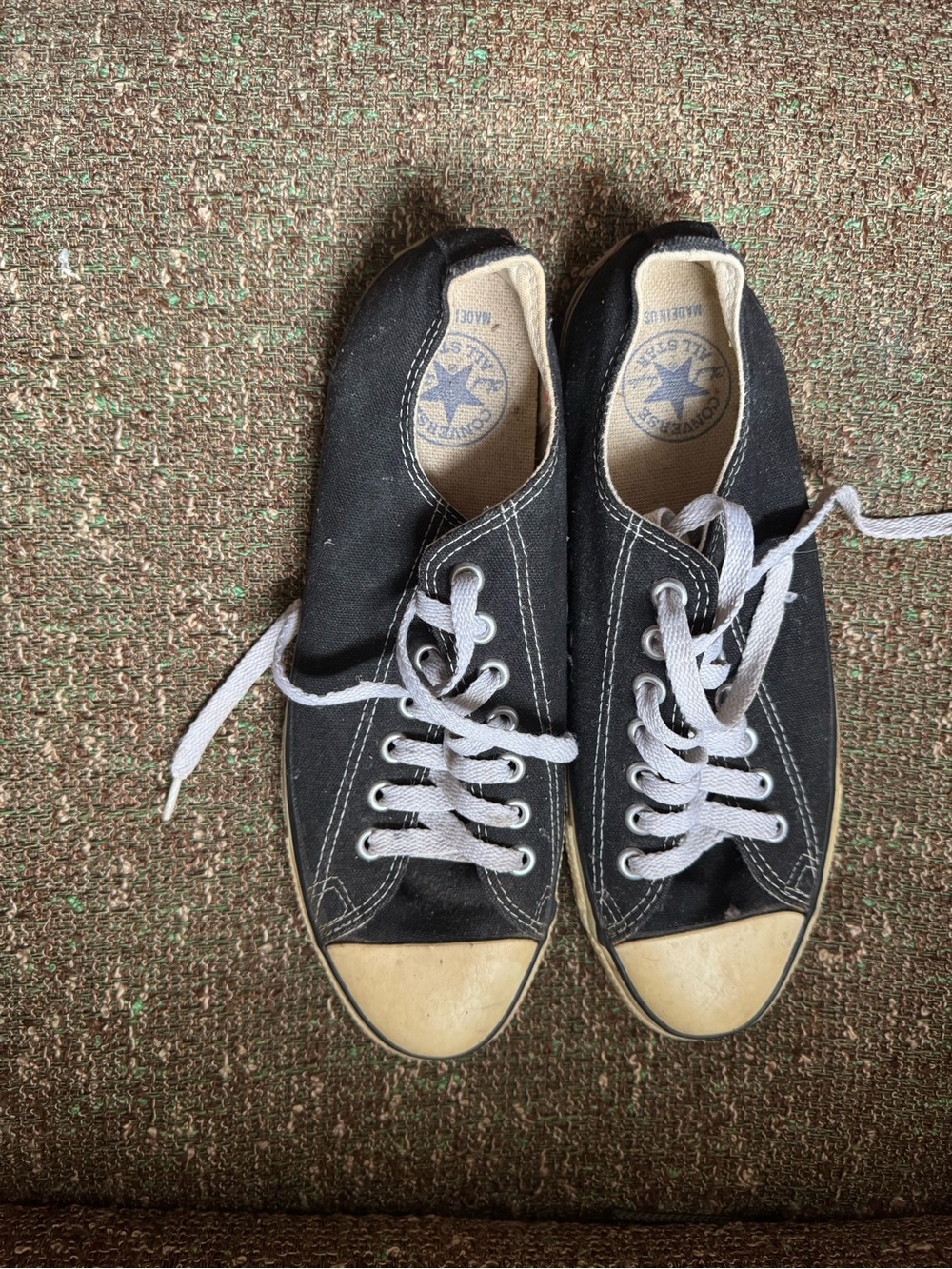 Converse Black Low-Top Canvas Sneakers with White Laces Made in USA